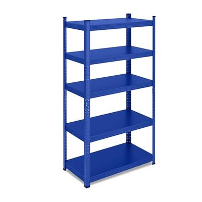 Relaxdays stellingkast, HBD: ca. 150 x 75 x 30 cm, 875 kg, 5 planken, staal, stellingrek kelder, garage, modulair, blauw