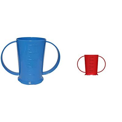 NRS Healthcare Blue Graduated 2 Handled Beaker or Cup & Graduated Two Handled Beaker