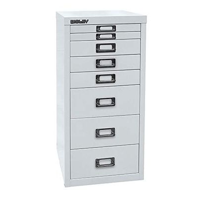 BISLEY H298BNL-av7 MultiDrawer Série 29 DIN A4, 8 gavetas, metal, 645 cinza claro, 38 x 27,9 x 59 cm