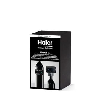 Haier Pack D'Accessoires à Vin - Pompe vide air électrique, conservez votre Bouteille jusqu'à 7 jours après ouverture - Thermomètre à vin, Indicateur de Température pour un service optimal