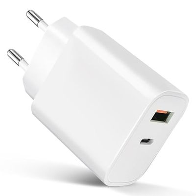 Caricatore USB-C e USB-A – Adattatore di ricarica rapida a doppia porta per smartphone, tablet e adattatore di alimentazione più compatto per casa, ufficio e viaggi