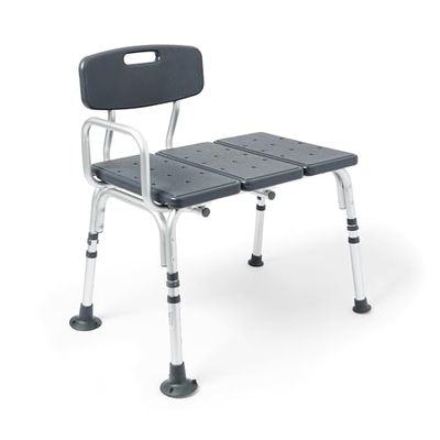 Medline Tub Transfer Bench, Shower Chair for Seniors is Adjustable, Gray