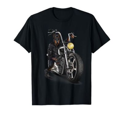 Doberman Dog Biker en una motocicleta clásica Chopper Camiseta