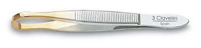 3 Claveles 12234 Pinza DEPILAR Crab, Gold Tip 8 cm