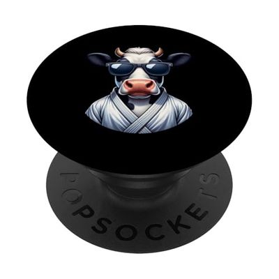 Vaca Karate con Estilo y Actitud Fresca PopSockets PopGrip Adhesivo