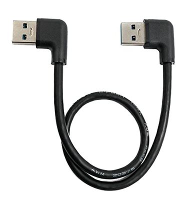 SYSTEM-S USB 3,0 kabel 30 cm typ A hane till kontakt vinkel i svart