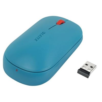 Leitz SureTrack - Souris Bluetooth Sans Fil, Souris Ambidextre pour Ordinateur, Connexion Bluetooth ou USB-A 2,4 GHz, Windows / Android / Apple, Gamme Cosy, Bleu, 65310061