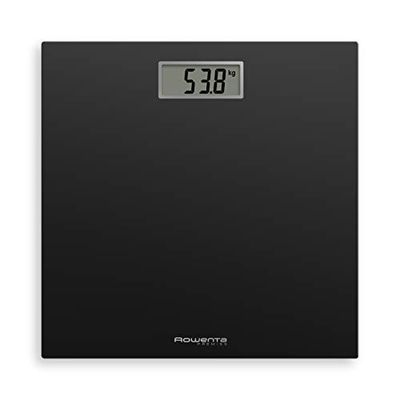 Rowenta BS1400 Premiss Digitale personenweegschaal van gehard glas, 30 x 30 cm, max. 150 kg, ultradun, nauwkeurige schaal per 100 g, intelligente functies, groot display