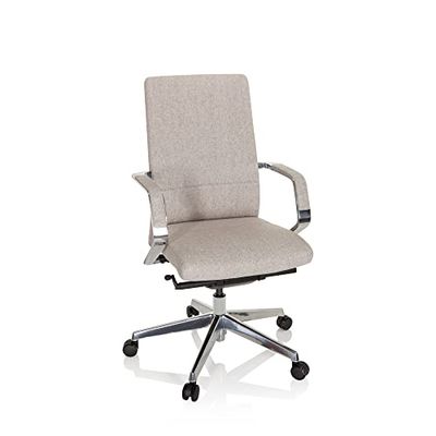 hjh OFFICE 601007 professionele bureaustoel BESSONA stof beige designer draaistoel met armleuningen, zitdiepte verstelbaar, ergonomisch