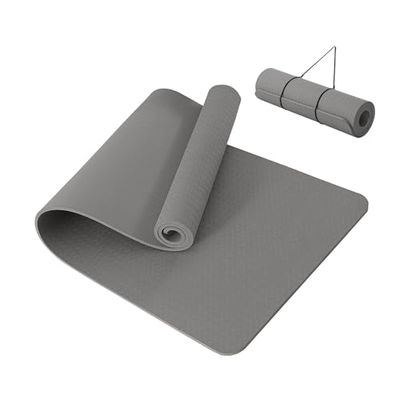 Good Nite Yogamat Dikke 10 mm oefenmatten TPE yogamatten voor dames en heren antislip gymnastiekmatten voor thuis fitness workout mat pilates 183 x 61 x 1 cm (grijs)