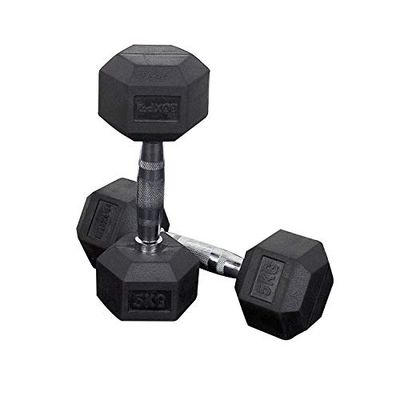 BOXPT Haltères hexagonaux - 10 kg Manche en acier chromé et côtés recouverts de caoutchouc