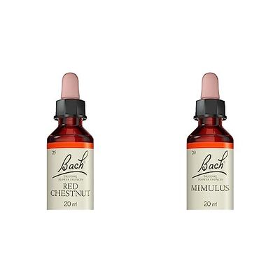 Fleurs de Bach® Original, Marronnier d'inde rouge, Complément alimentaire, Vegan, 1 Flacon Compte Gouttes x 20 ml & Fleurs de Bach Original Mimule tacheté, Mimulus, 1 Flacon Compte Gouttes x 20 ml