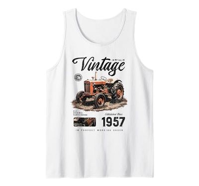 Birthday Farmer Vintage Tractor Born nel 1957 Canotta