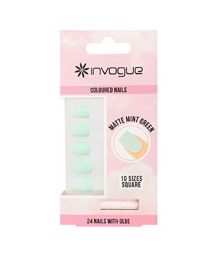 Invogue Matte Pastel Mint Green Square Nails (24 Pieces)