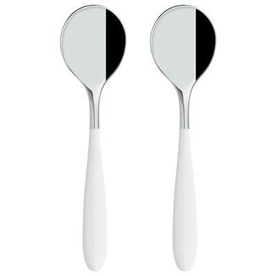 Rockingham Forge Yin and Yang Lot de 2 cuillères à soupe de luxe en acier inoxydable 18/10 – poignées en blanche, plastique PBT