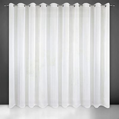 Eurofirany LUCY Voile Curtain, Sheer Curtain with Rufflette Tape - 1 Unit, Bedroom, Living Room, Kitchen, White, 400x250 cm