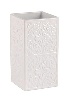 WENKO Gobelet Cordoba Blanc céramique - Porte-Brosse à Dents pour la Brosse à Dents et Le Dentifrice, Céramique, 6.5 x 12 x 6.5 cm, Blanc