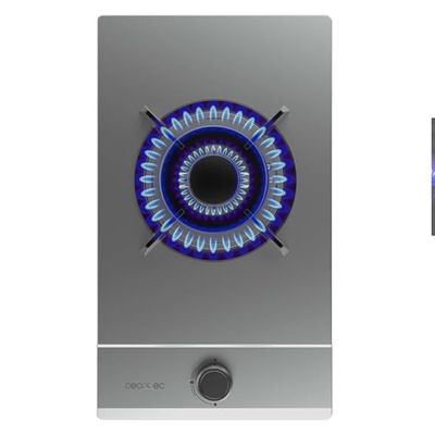 Cecotec Butan i naturalna płyta gazowa 1 ogień Bolero Squad G 1200S Inox. 3500W, stal nierdzewna, pojedyncze grille żeliwne, palnik WOK potrójna korona, zapłon elektryczny, system bezpieczeństwa