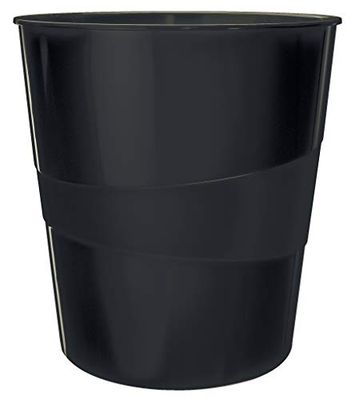 Leitz Prullenbak Van 15 Liter, Kunststof, WOW-Assortiment, Zwart, 52781095