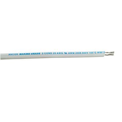 ANCOR SIGNAL CABLE 20/2AWG (2X0,5MM²) WHITE, FLAT 25FT