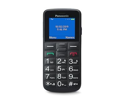 Panasonic KX-TU110EXB - Teléfono Móvil Para Personas Mayores, 1.77 Pulgadas (160 x 128), Pantalla y Teclas Grandes, Botón SOS, Resistente a Golpes, Linterna, Batería 22h, Negro, 11,4 x 5,1 x 1,3 cm