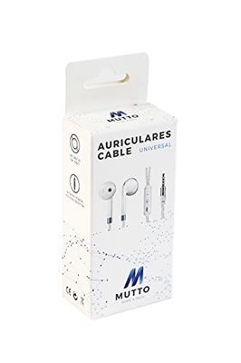 MUTTO Auriculares con Sonido Estéreo In Ear con Cable De 1.2 M Antienredante, Jack De 3.5 mm con Control De Volumen, Botón Multifunción y Micrófono Manos Libres