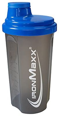 IronMaxx Shaker à protéines - Bleu Gris 700 ml | Shaker à protéines avec bouchon vissé, passoire, échelle | anti-fuite, sans BPA, lavable