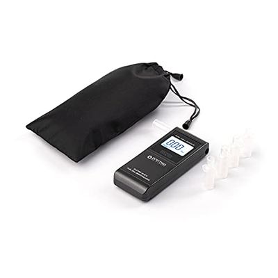 Oromed - Alkomat Elektrochemiczny X12 PRO z Zakresem Pomiaru 0,00~4,00 ‰ w Zestawie 5szt. Ustników - Profesjonalny Alkomat z Kalibracją Czarny