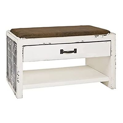 HAKU Möbel banc motif, vintage, MDF, recouvrement tissu - Dim.: L 72 cm x H 42 cm x P 38 cm, Style: Industrial