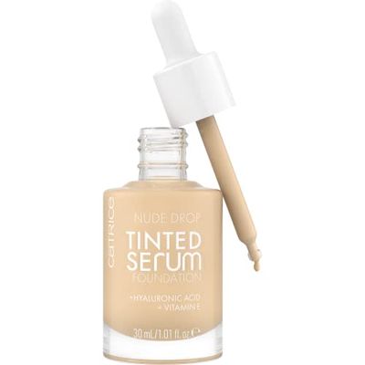 Catrice Cosmetics Nude Drop Tinted Serum Foundation fond de teint sérum, longue durée, matifiant, protecteur, naturel, mat (30ml)
