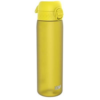 Ion8 Borraccia a Prova di Perdite, 500ml, Facile da Aprire, Serratura Sicura, Lavabile in Lavastoviglie, Senza BPA, Maniglia per il Trasporto, Adatta a Portabicchieri, Facile Pulizia, Giallo