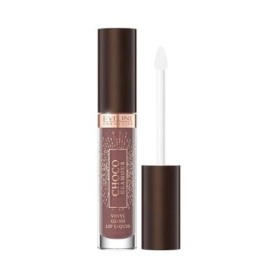 Eveline Cosmetics Choco Glamour Rossetto Vegano con Vitamina E, Olio di Jojoba e Burro di Karité - Lip Gloss Nutriente, Idratante e Profumato al Cioccolato - Disponibile in Tre Tonalità
