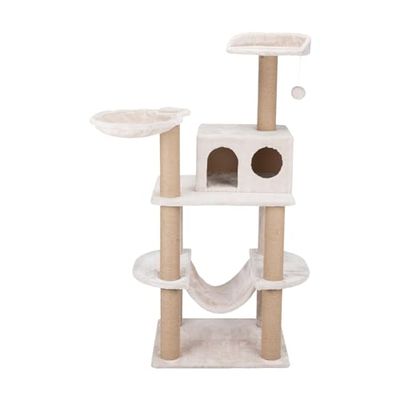 TRIXIE Federico - Tiragraffi in iuta, 142 cm, con piattaforma, amaca, giocattolo per gatti pendenti, Greige