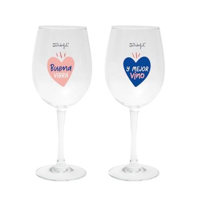 Mr. Wonderful - Zestaw 2 kieliszków do wina - Dobre wibracje i lepsze wino - Spersonalizowane kieliszki do wina - Pojemność 475 ml