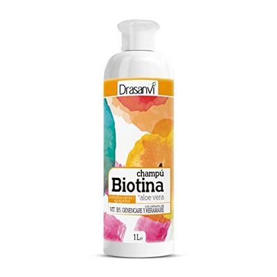 DRASANVI CHAMPÚ BIOTINA Y ALOE VERA PARA CABELLOS SECOS Y APAGADOS - Biotina + Aloe Vera + Vitamina B5 + Algas Marinas - VEGANO - 1000ml