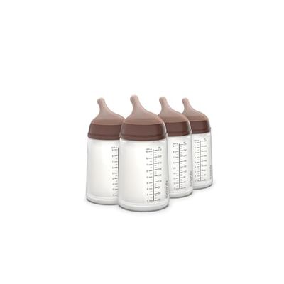 Suavinex, Zero Zero Zero Pack van 4 anti-koliek flessen, 270 ml, gemiddelde doorstroming (M) van siliconen, +3 maanden, moedermelk, kunstmatige melk, vloeistoffen met gemiddelde dichtheid, compatibel