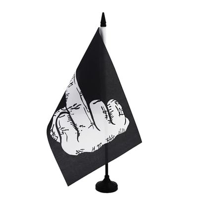 AZ FLAG - Bandiera da tavolo Dito d'onore 21x14 cm - Piccola bandiera braccio d'onore da scrivania 100% poliestere con asta di 25 cm e base in plastica nera