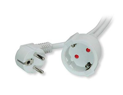 VALUE - Cavo di prolunga con contatti protetti, 230 VAC, con spina e presa Schuko, 5 m, colore: Bianco
