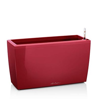 Lechuza – Pot de Fleurs d'Interieur – Premium Cararo – Réserve d'Eau Intégrée – Coloris Rouge Scarlet – 75 x 30 x 43 cm