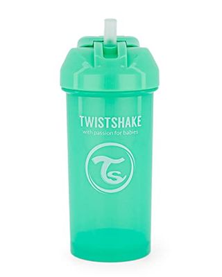 Twistshake Bicchiere Sippy Baby con Cannuccia - 360ml | Bottiglie D'acqua per Bambini a Prova di Perdite | Tazza Antigoccia per i più Piccoli | Tazza di Cannuccia Senza BPA | Verde Chiaro