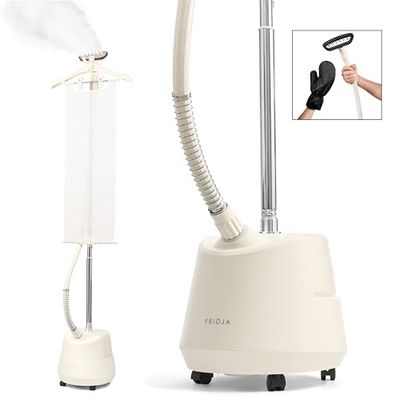 Powerful 2200 W premium kledingstomer met 3 l watertank, dubbele stoominstellingen voor snelle rimpelrelease, geschikt voor alle fabrikanten, nieuw 2024 design, Fridja F1200 kledingstomer Pro,