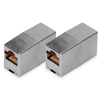 DIGITUS DN-93901 - Coupleur RJ45 Cat 5e - 2 pièces - Câble LAN Rallonge - Connecteur de câble réseau Cat5e - Compatible PoE - Coupleur modulaire - Pour Switch, DSL, modem, routeur, PC - Argent