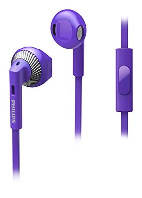 Philips Audio SHE3205PP/00 Écouteurs Intra-Auriculaires avec Microphone (Oreillette Ouverte à l'arrière, diaphragmes 14,2 mm) Violet