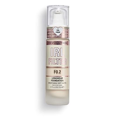 Makeup Revolution, IRL Filter Longwear Foundation, Medium to Full Coverage, F0.2, 23ml