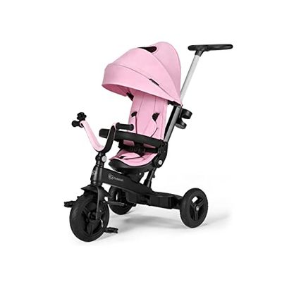 Kinderkraft Triciclo Evolutivo TWIPPER, con Maniglione, Sella Girevole 360 Gradi, Accessori, Campanello, Portabicchiere, da 9 Mesi fino a 5 Anni, Rosa