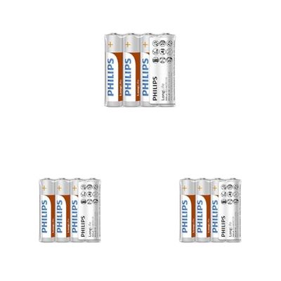 Philips R03L4F/10 LongLife Batteria, 1.5 V, 7.5Philips Batterie AAA - R03L4F - Confezione da 12 Batterie - Tecnologia al Cloruro di Zinco - Durata di Conservazione di 3 Anni