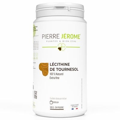 Lécithine de Tournesol en Poudre Pierre Jérôme - Complément et Additif Alimentaire à Base de Phospholipides de Tournesol - Foie, Cerveau - 500 G - 500 Jours