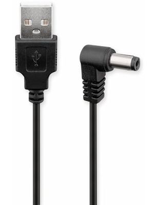 goobay 55158 DC Cable de alimentación, cable de alimentación, cable de conexión – USB macho a conector hueco CC 5,5 x 2,1 mm, 5 V, negro, 1 m
