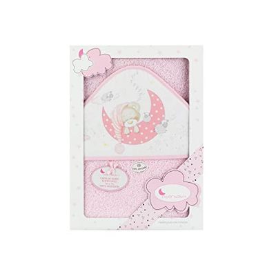 Interbaby 01225-02 dziecięcy ręcznik kąpielowy BEAR SLEEPING różowy, różowy
