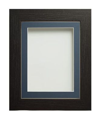 Frame Company Watson Black Picture Photo Frame fitted with Perspex, 9x7 inch with Blue Mount for image size 6x4 inch
